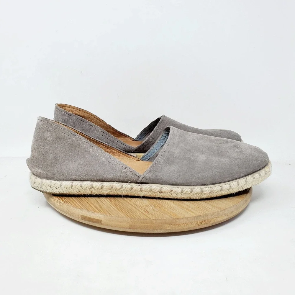 Miz Mooz Espadrille Sandals Womens 41 Carmena Grey Suede D'Orsay‎ Flat Shoes